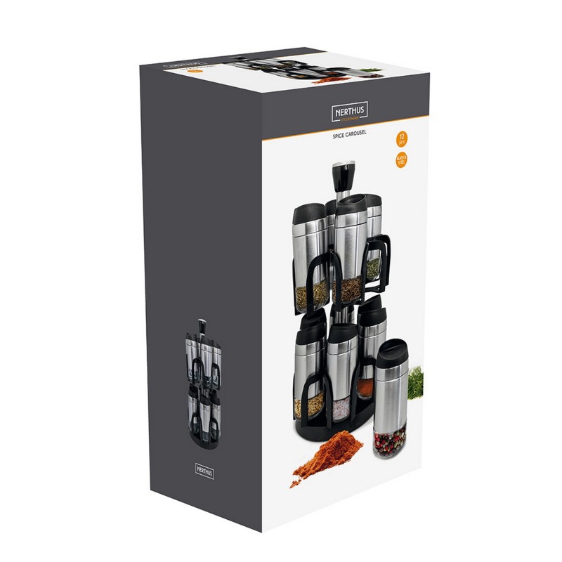 vin bouquet Especiero carrusel giratorio de 12 frascos de acero inoxidable Precios de Black Friday