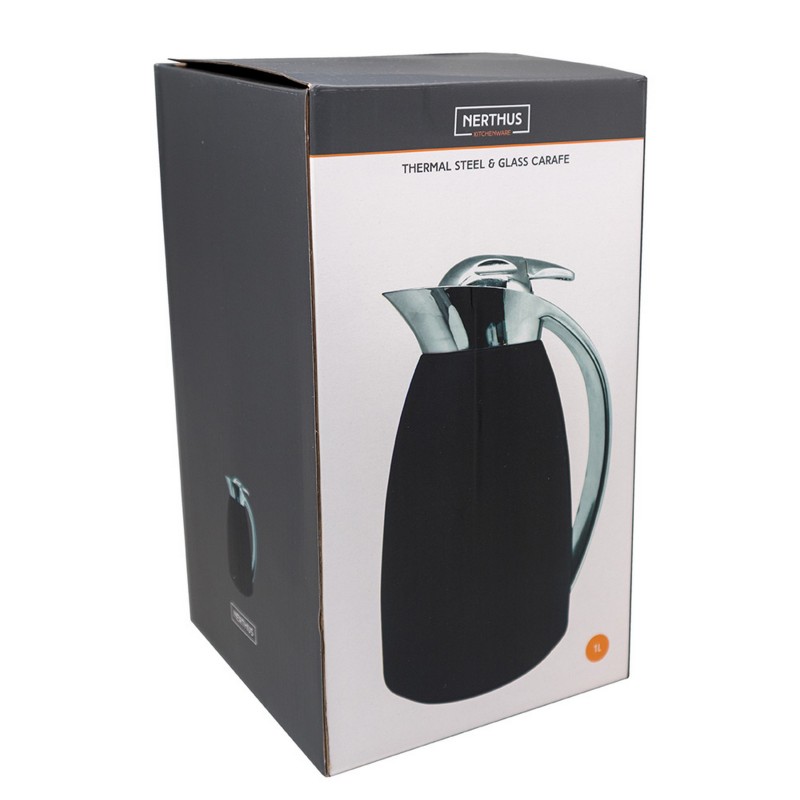 vin bouquet Jarra Térmica de Doble Pared de Acero Inoxidable e Interior de Cristal Negro Libre de impuestos