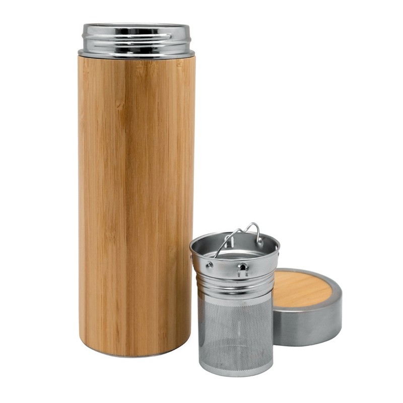vin bouquet Termo té DOBLE PARED acero 360 ml bambú Descuento por venta flash