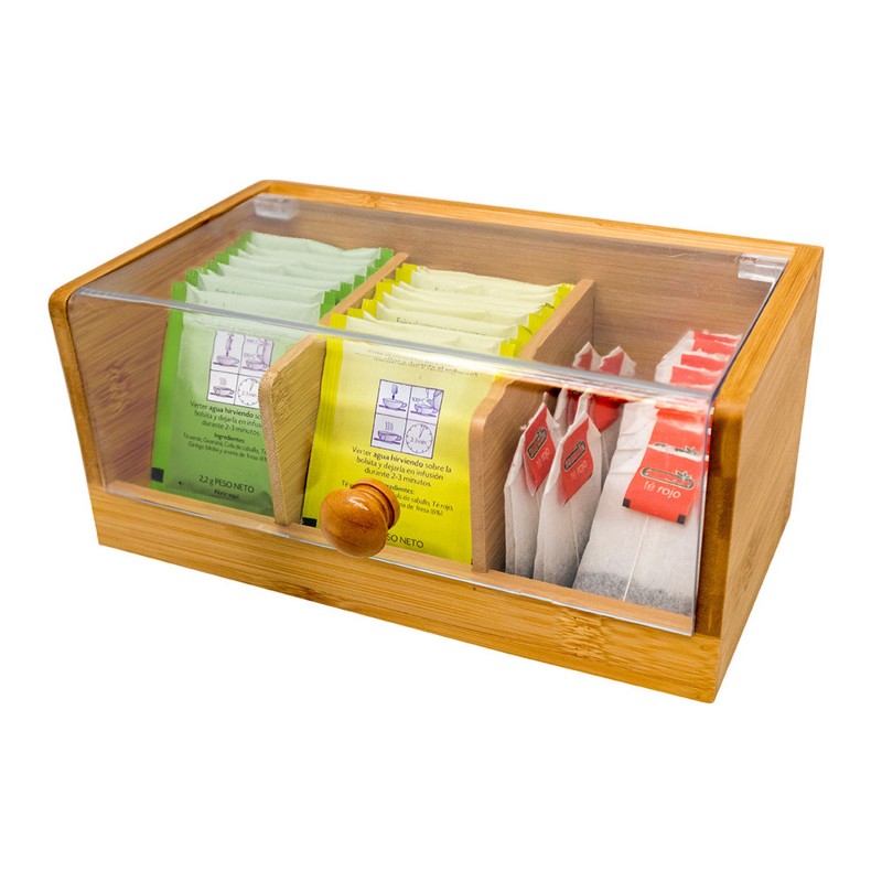 vin bouquet Caja organizadora de bolsitas de Té 3 departamentos