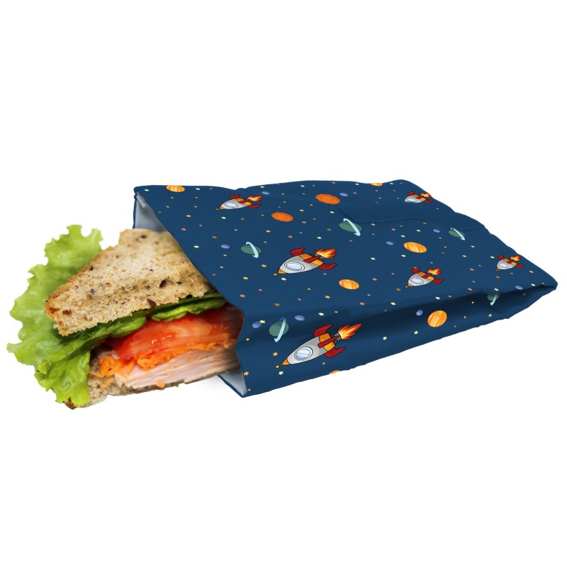 vin bouquet Bolsa para Sandwich Reutilizable Espacio ecológica Adaptable fácil de Limpiar y Apta para Lavadora