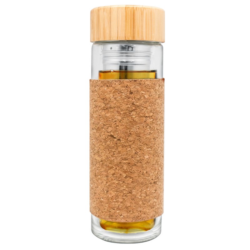 vin bouquet Botella té cristal 300ml DOBLE PARED corcho Últimos 2 días