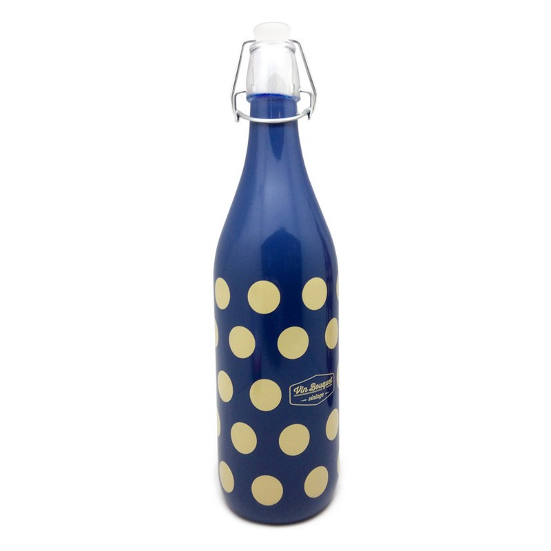 vin bouquet Botella de cristal Vintage azúl