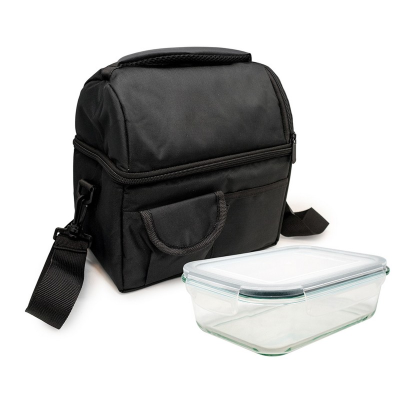 vin bouquet Bolsa termica Porta Alimentos con Doble Piso Color Negro