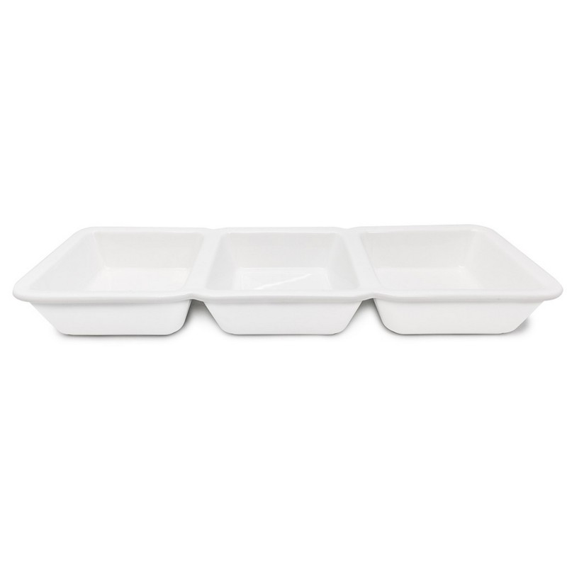vin bouquet Plato de porcelana para aperitivos con 3 departamentos rectangulares