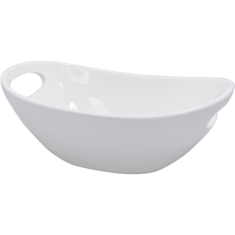 vin bouquet Bol Ovalado de Porcelana con Asas para Snacks Elegante Servicio de Aperitivos Blanco