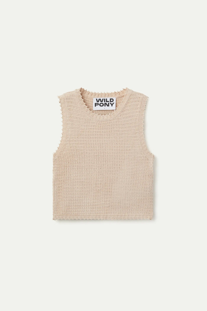 wild pony Top de punto textura waffle blanco Grandes descuentos