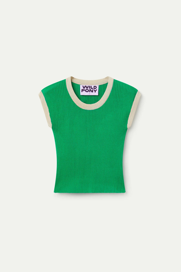 wild pony Top de punto bicolor verde Limitado a 3 días