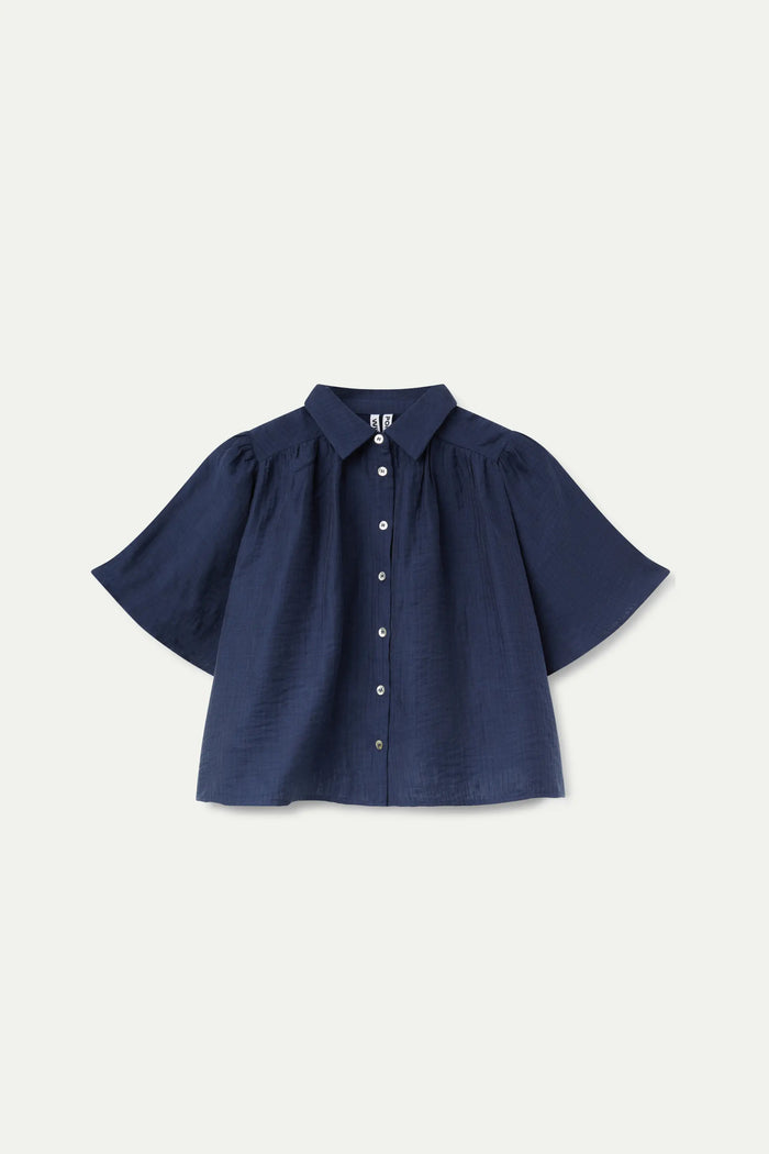 wild pony Camisa fluida manga corta azul marino Precios de Black Friday