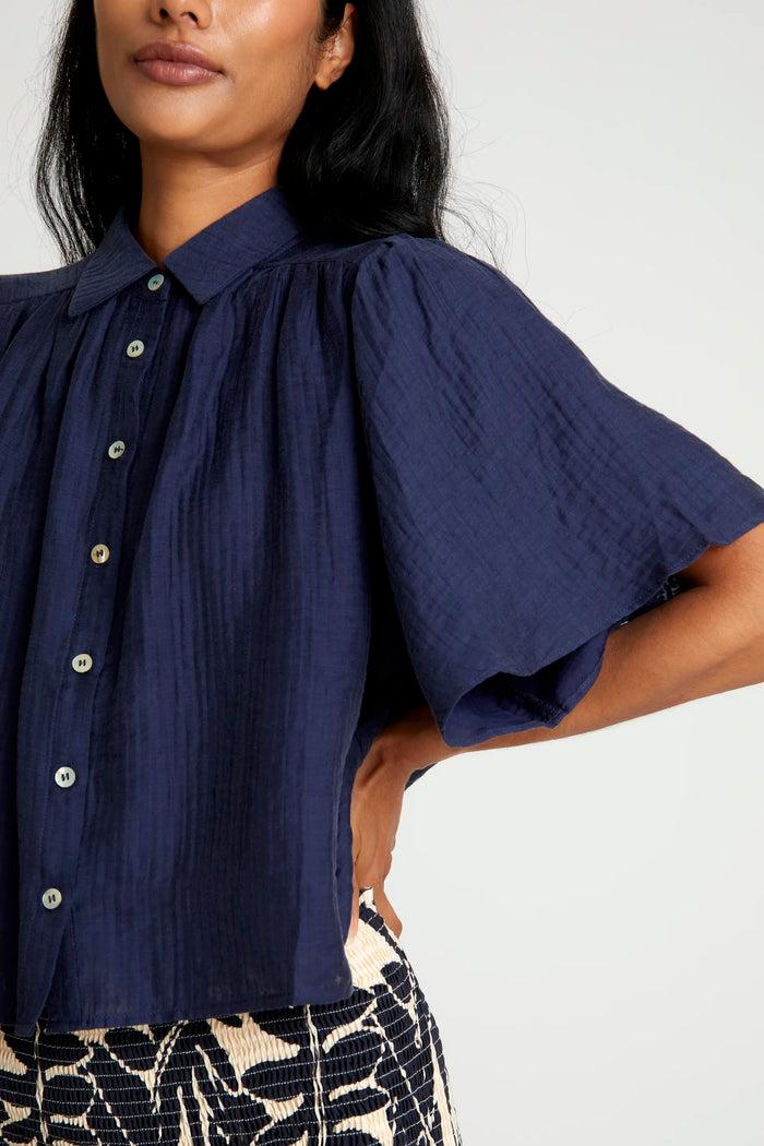 wild pony Camisa fluida manga corta azul marino Precios de Black Friday