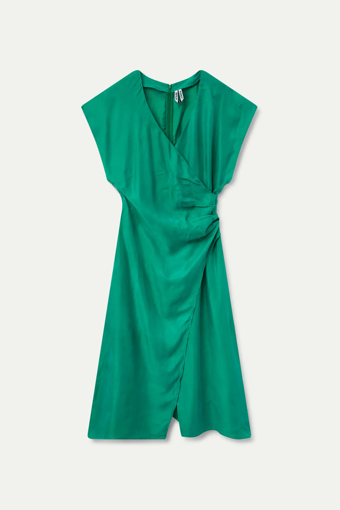 wild pony Vestido midi manga corta verde Última moda