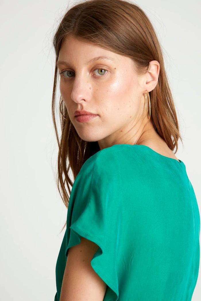 wild pony Vestido midi manga corta verde Última moda