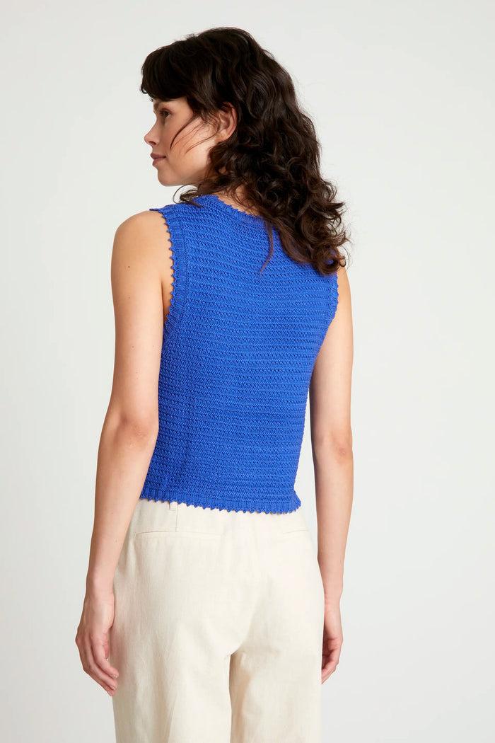 wild pony Top de punto textura waffle azul Ofertas de temporada