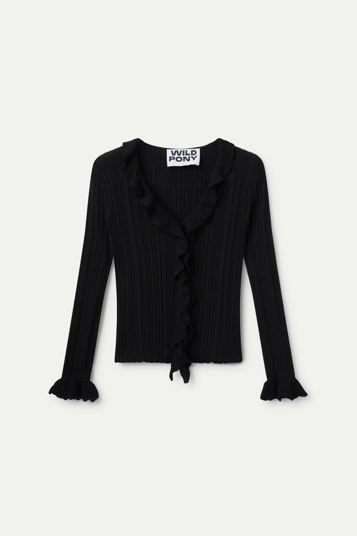 wild pony Top punto volantes negro Precio ultrabajo
