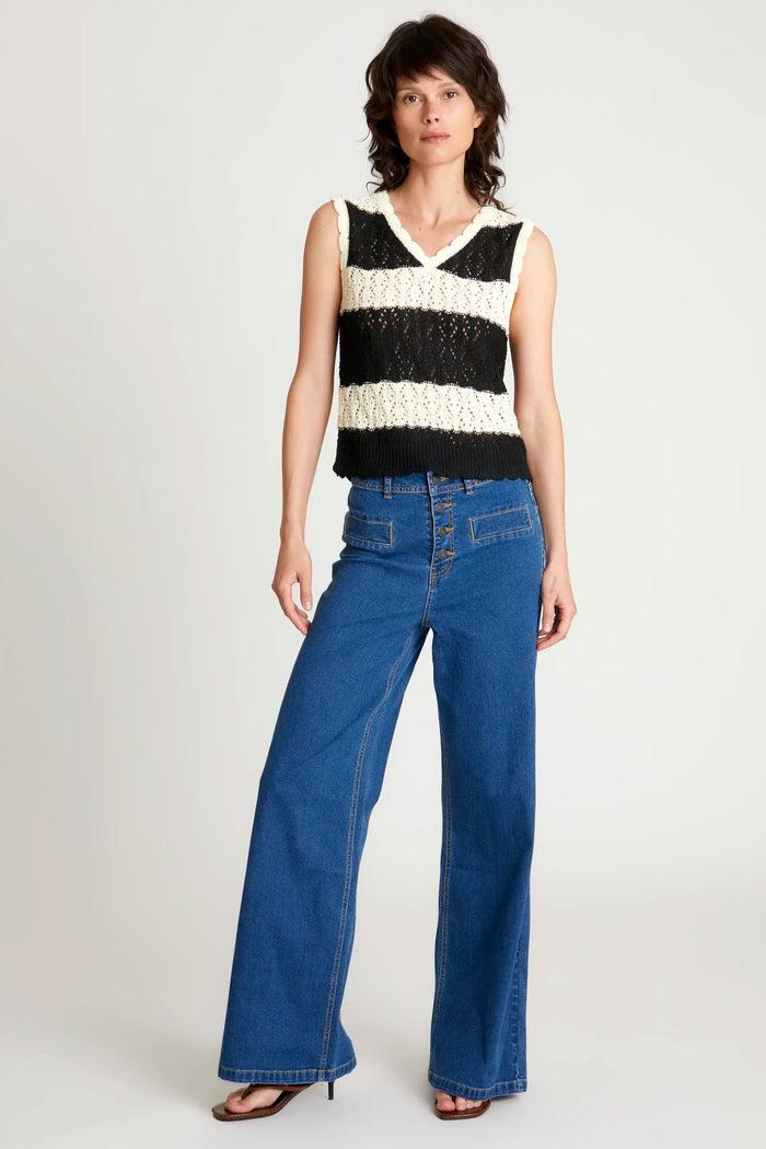 wild pony Top de punto calado rayas negro Devoluciones gratuitas