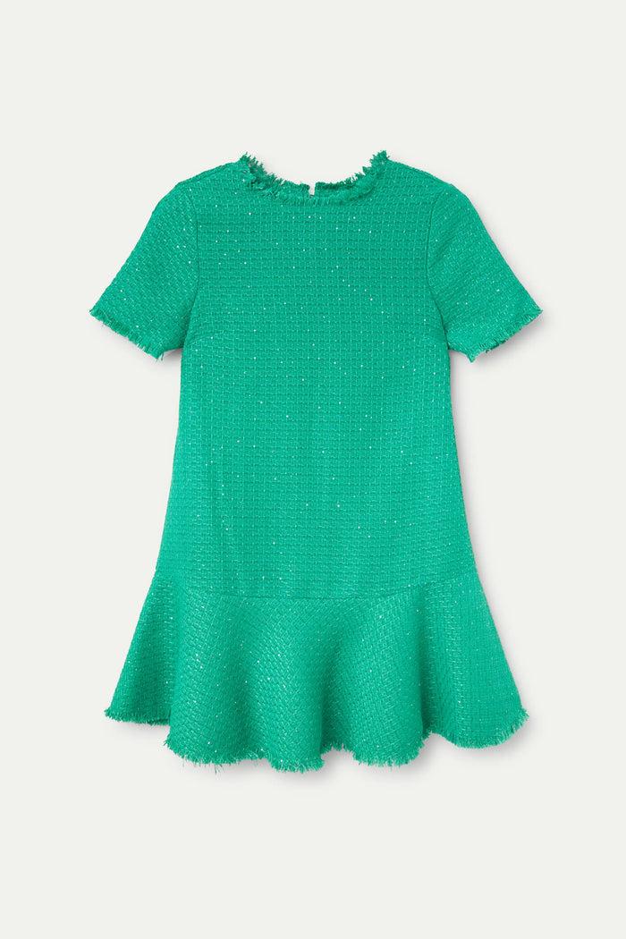 wild pony Vestido corto tweed verde Outlet online