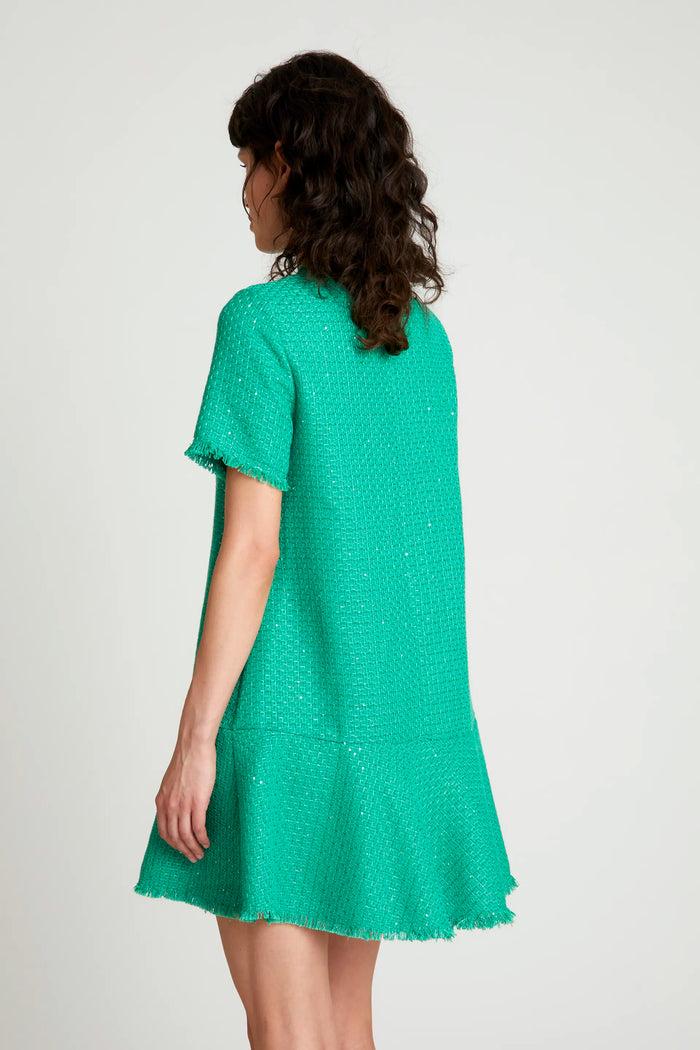 wild pony Vestido corto tweed verde Outlet online