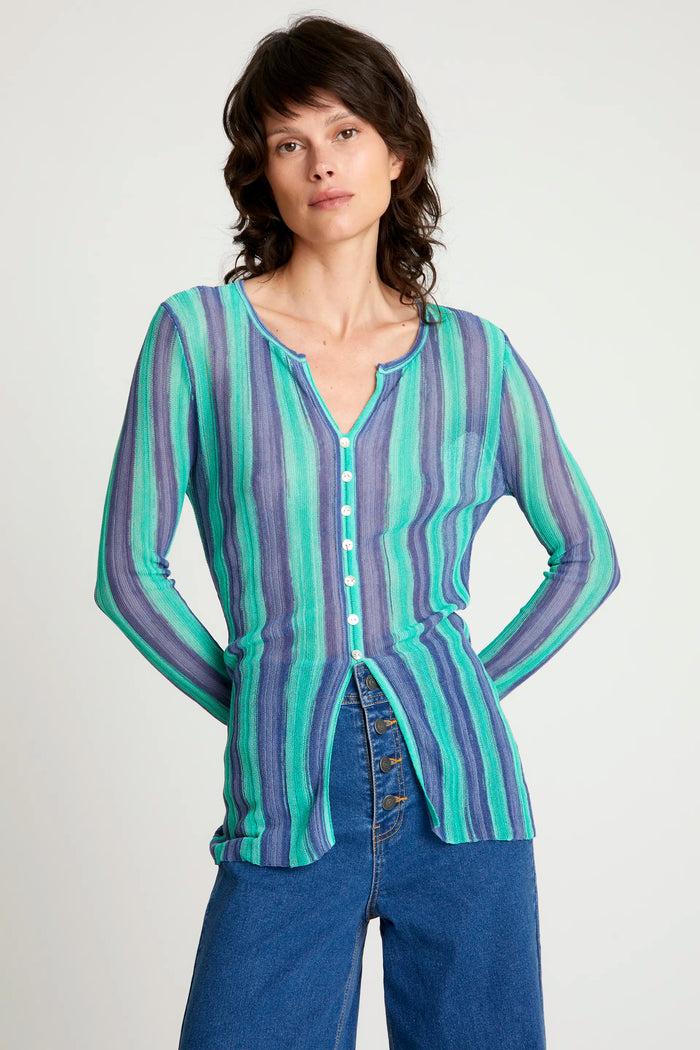 wild pony Top punto con botones azul