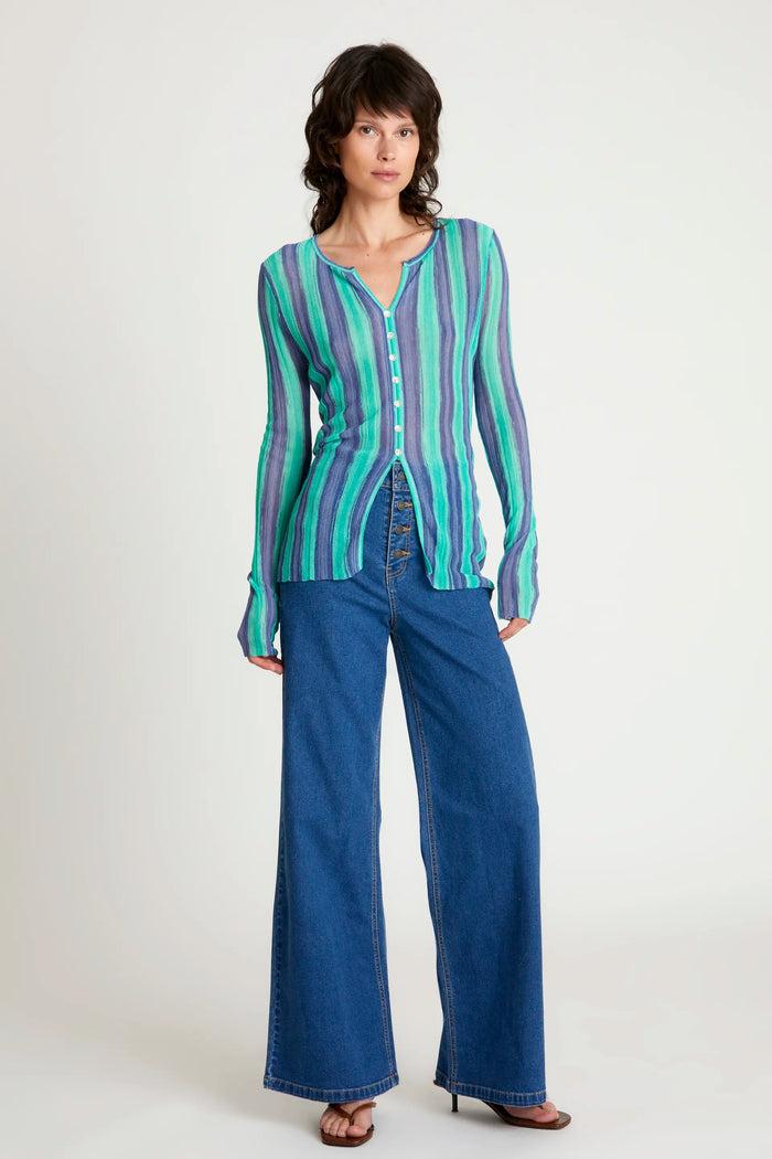 wild pony Top punto con botones azul Rebajas