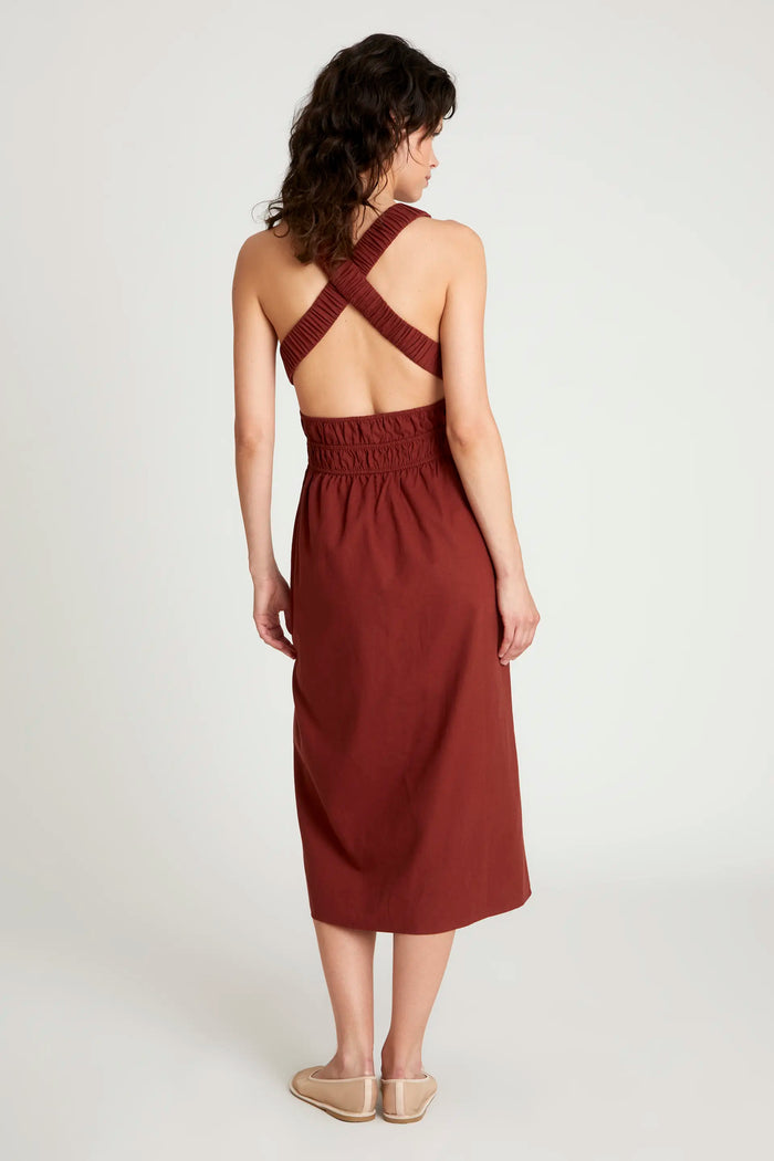 wild pony Vestido midi lino marrón Los más vendidos