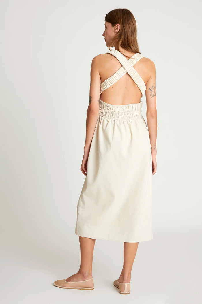 wild pony Vestido midi lino blanco Tienda