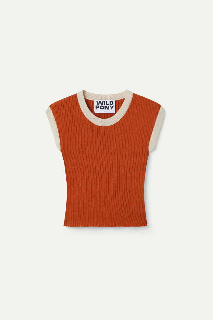 wild pony Top de punto bicolor marrón Mejor oferta