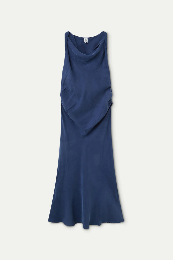 wild pony Vestido midi cuello barco azul marino Envío gratis