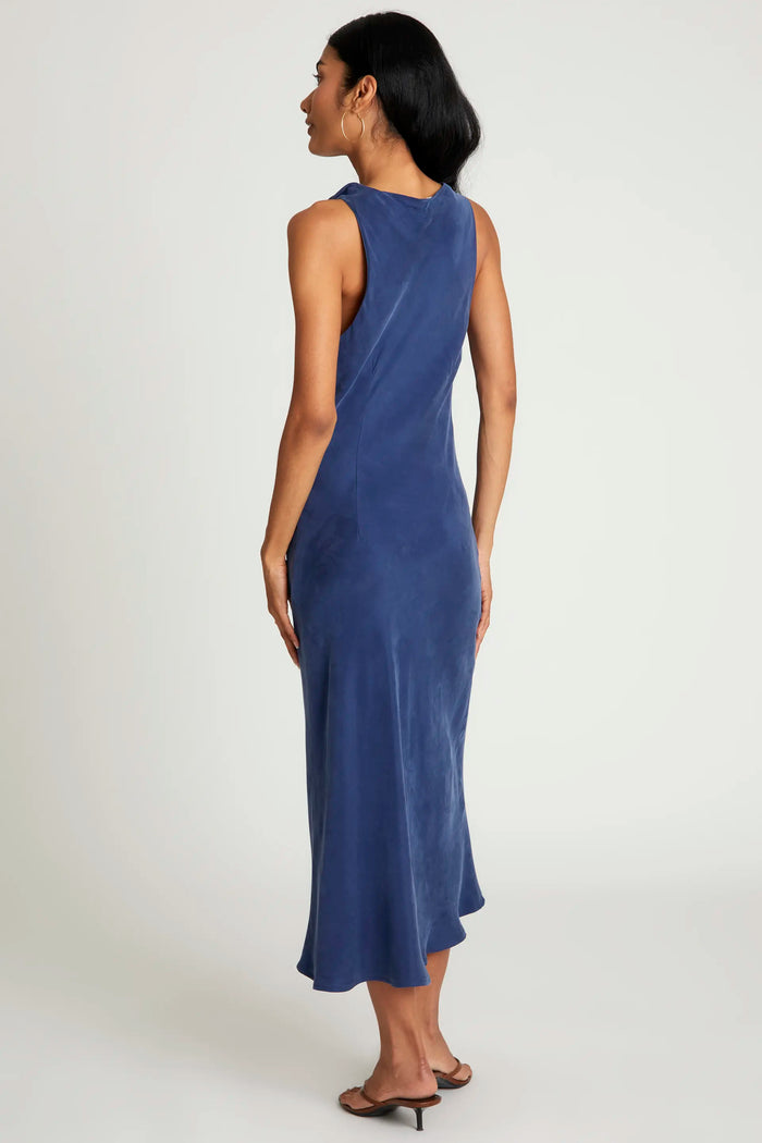wild pony Vestido midi cuello barco azul marino Envío gratis