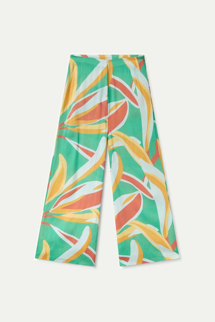 wild pony Pantalón largo amplio estampado floral Bromelia Último día