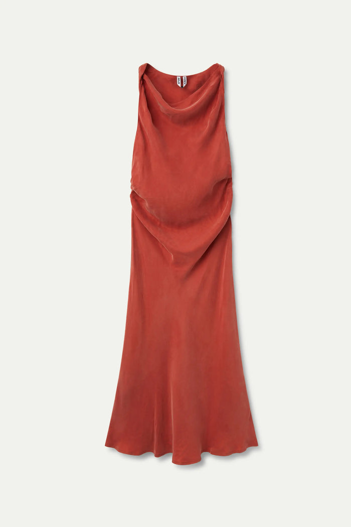 wild pony Vestido midi cuello barco marrón Superdescuento