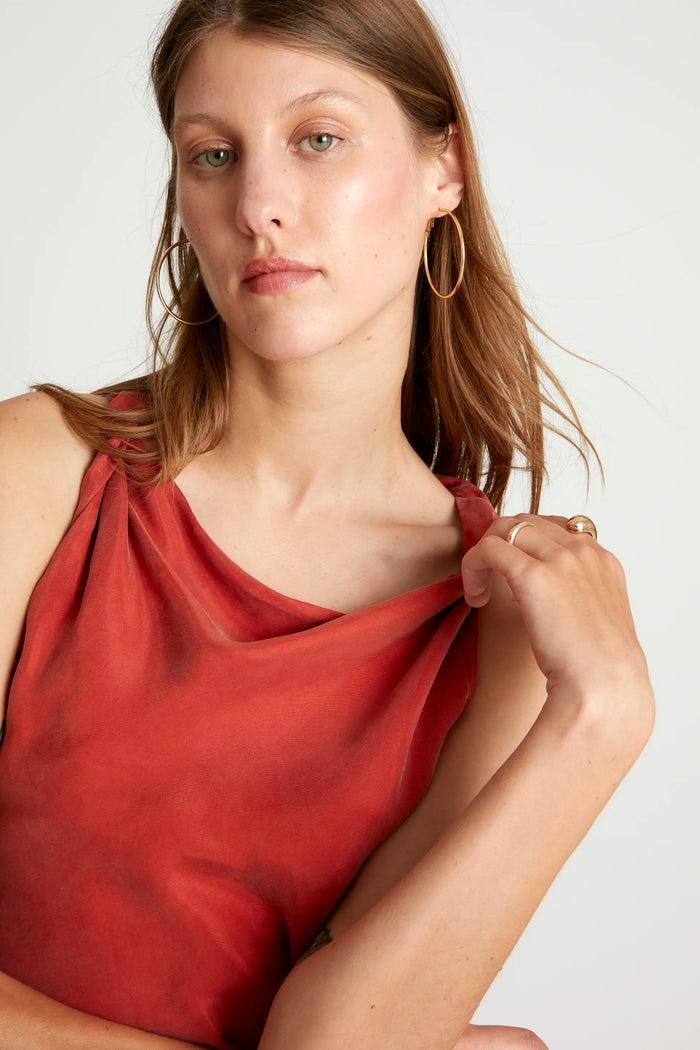 wild pony Vestido midi cuello barco marrón Superdescuento