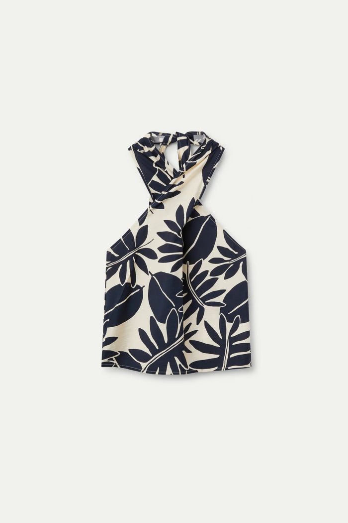 wild pony Top halter floral Filodendro Libre de impuestos