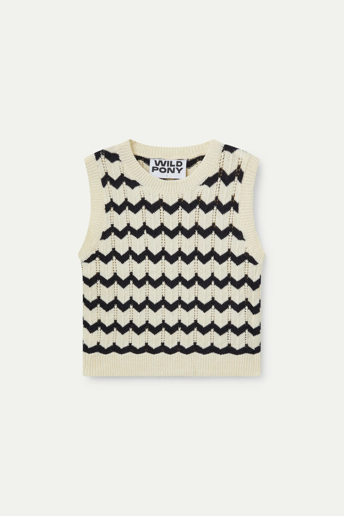 wild pony Top de punto zigzag negro Descuento por venta flash
