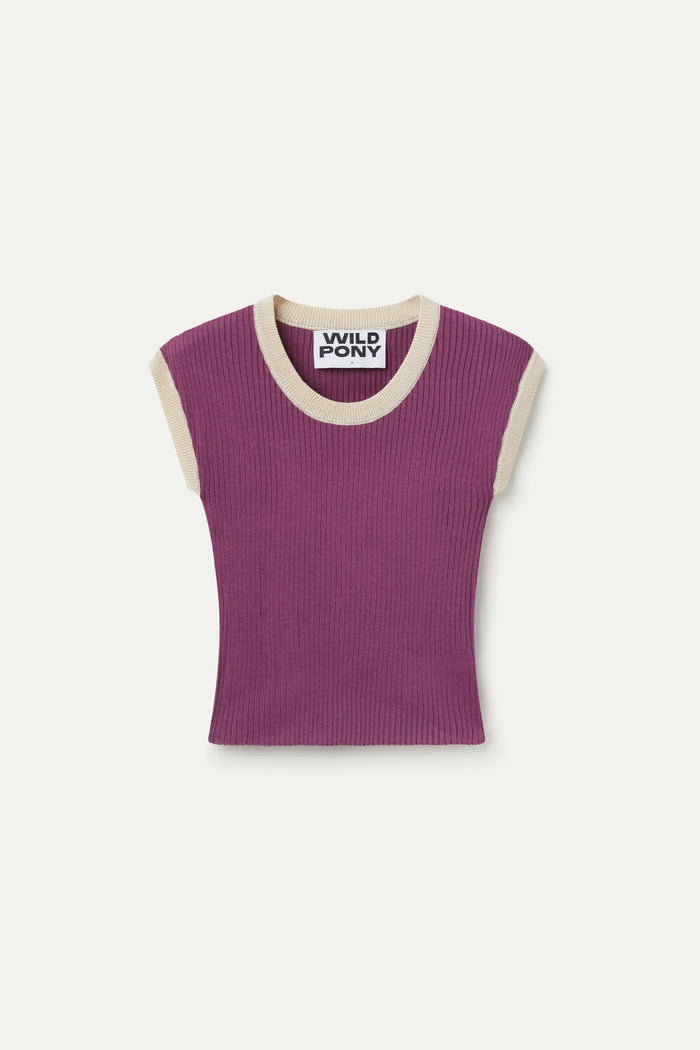 wild pony Top de punto bicolor morado Ofertas de temporada