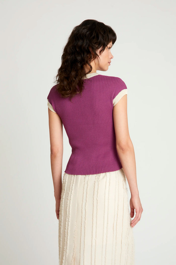 wild pony Top de punto bicolor morado Ofertas de temporada