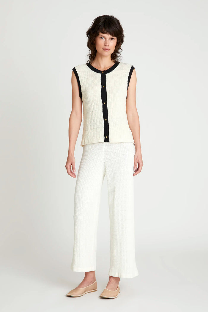 wild pony Pantalón recto bicolor blanco Ofertas especiales