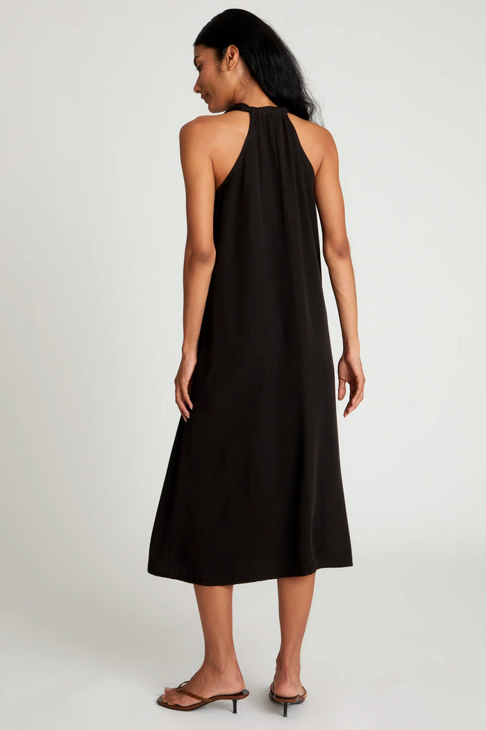 wild pony Vestido midi escote pico negro Ofertas