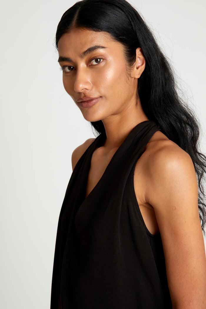 wild pony Vestido midi escote pico negro Ofertas