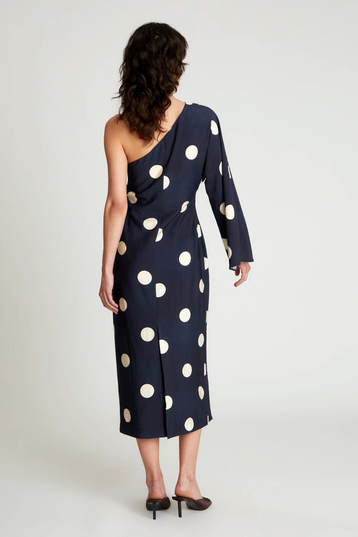 wild pony Vestido largo asimétrico lunares azul marino Envío gratis