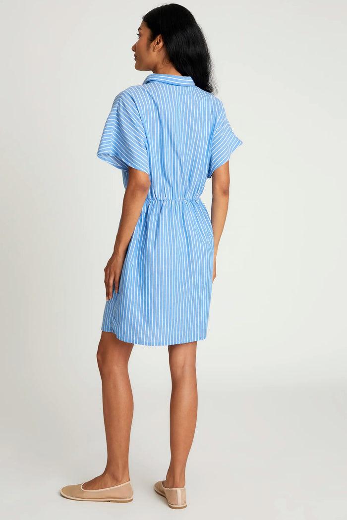 wild pony Vestido corto estampado de rayas azules Oferta especial de fábrica