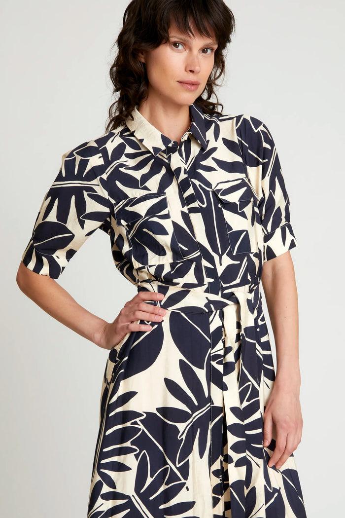 wild pony Vestido midi camisero floral Filodendro Oferta exclusiva