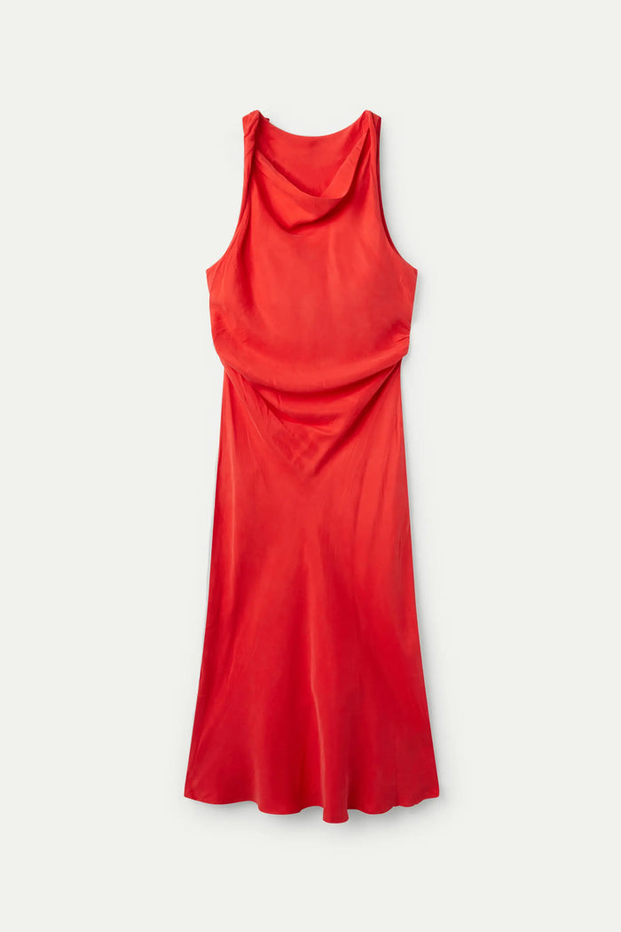 wild pony Vestido midi cuello barco rojo Última moda