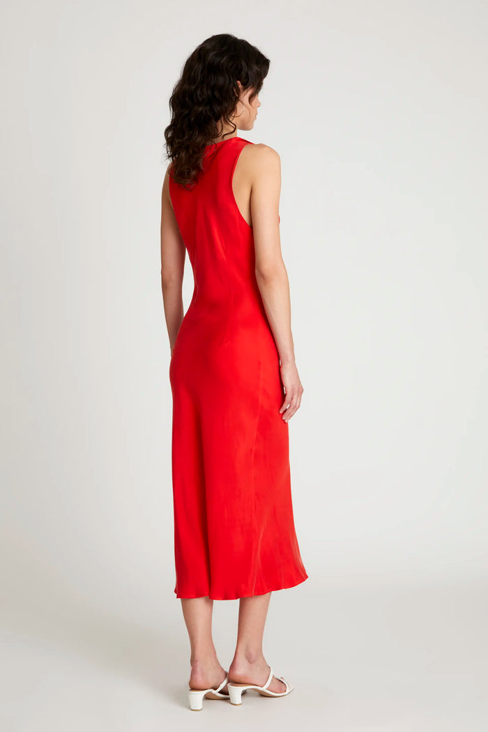 wild pony Vestido midi cuello barco rojo Última moda