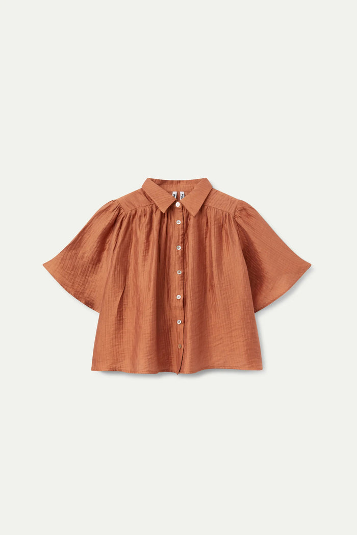 wild pony Camisa fluida manga corta marrón Ofertas de temporada