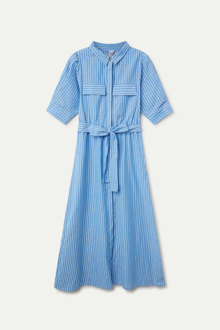 wild pony Vestido largo estampado de rayas azules Ofertas especiales
