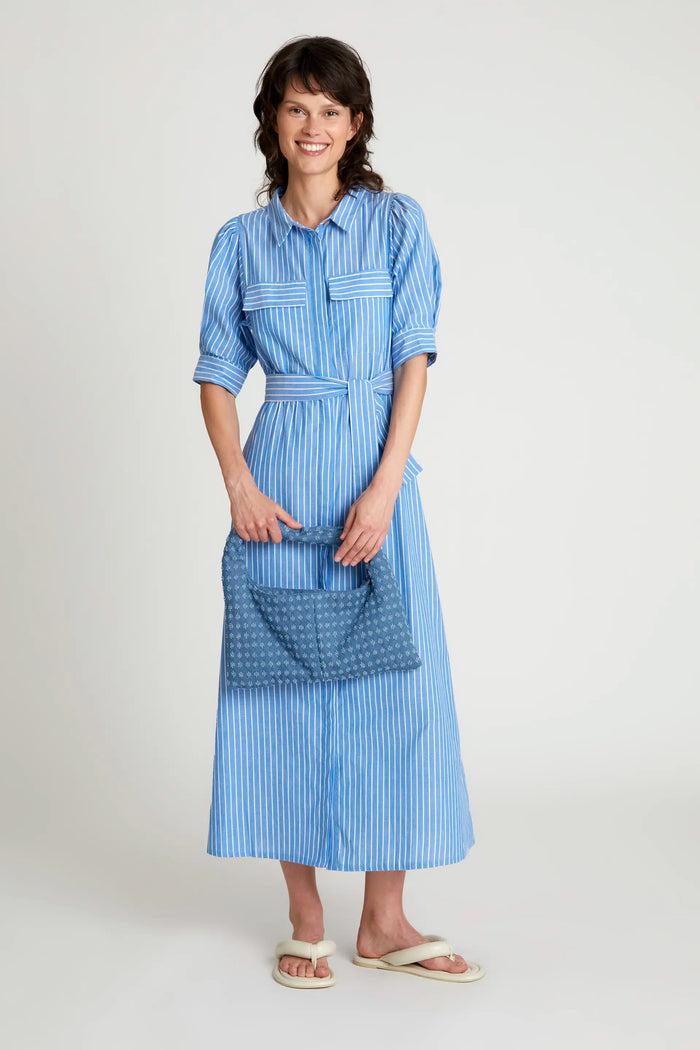 wild pony Vestido largo estampado de rayas azules Ofertas especiales