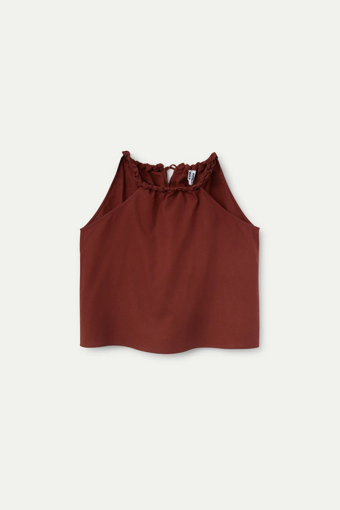 wild pony Top halter lino marrón Rebajas