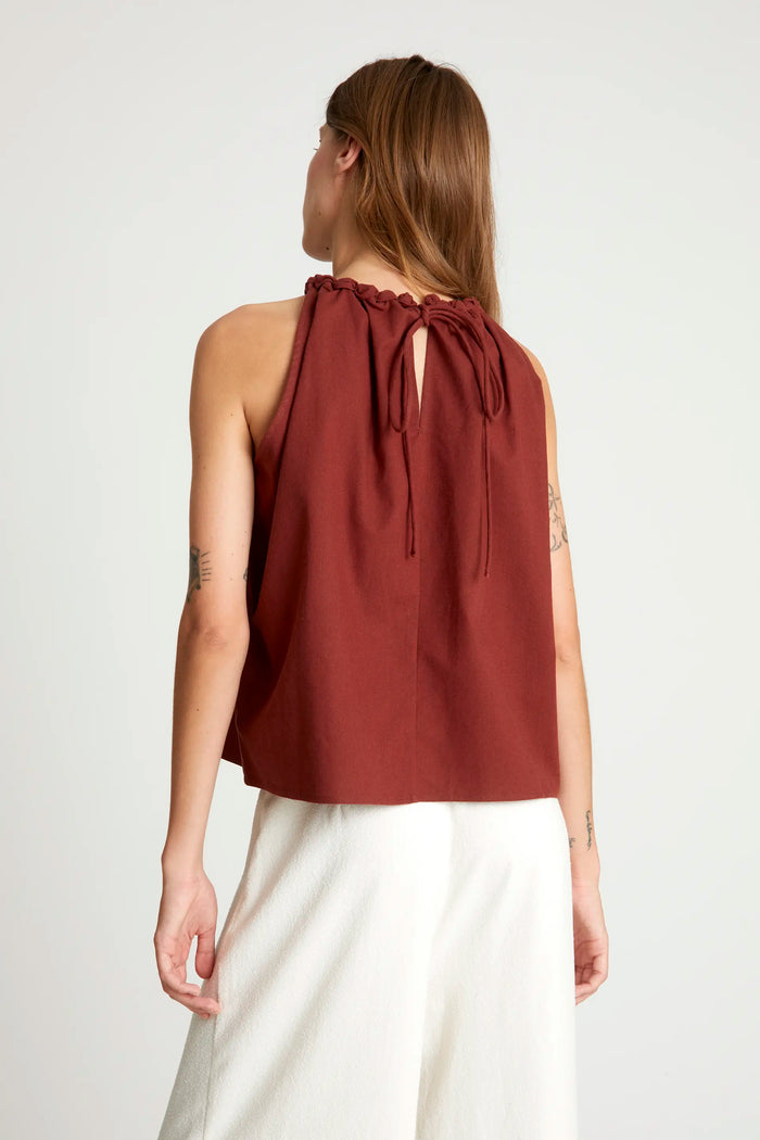 wild pony Top halter lino marrón Rebajas