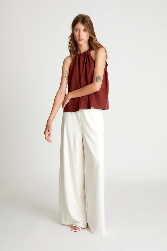 wild pony Top halter lino marrón Rebajas