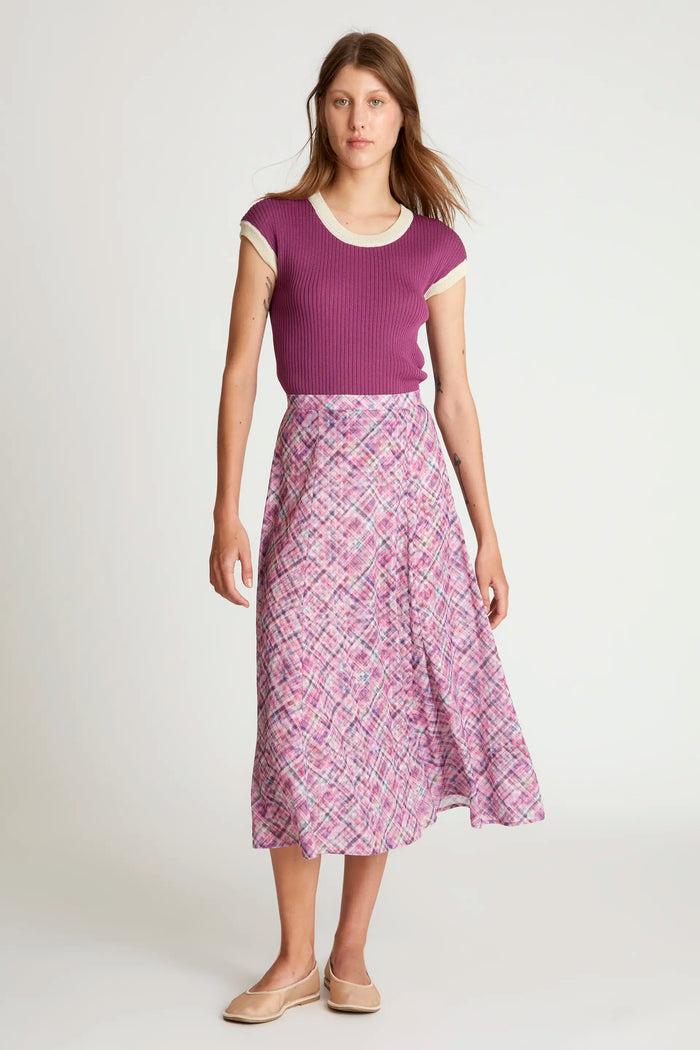 wild pony Falda midi cuadros rosa En oferta